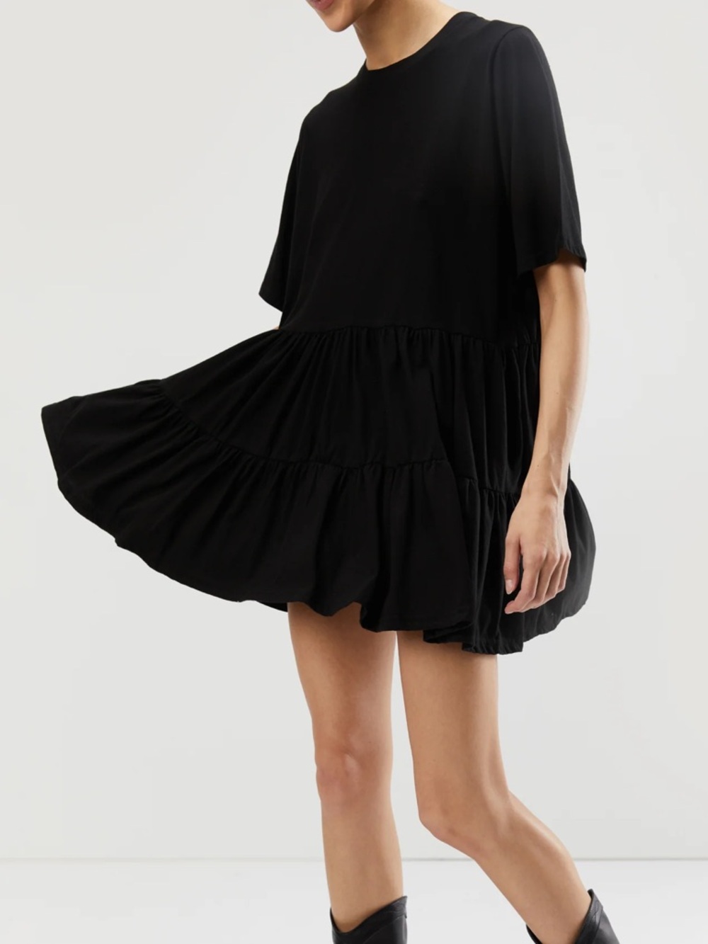 OAK + FORT Black Tiered T-Shirt Dress
